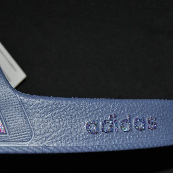 ‼️SOLD‼️Custom Adilette Aqua Lilac Bling Slides - Picture 4 of 5